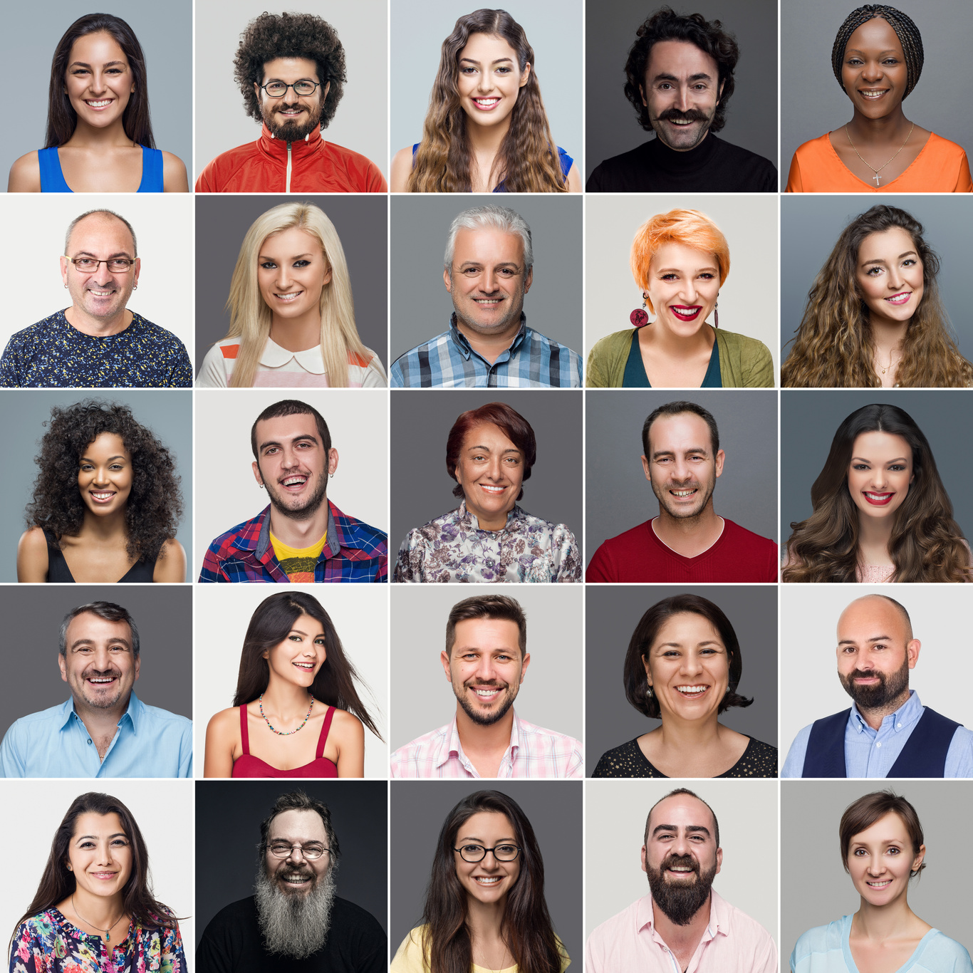 Headshots Of Multi-Ethnic Group